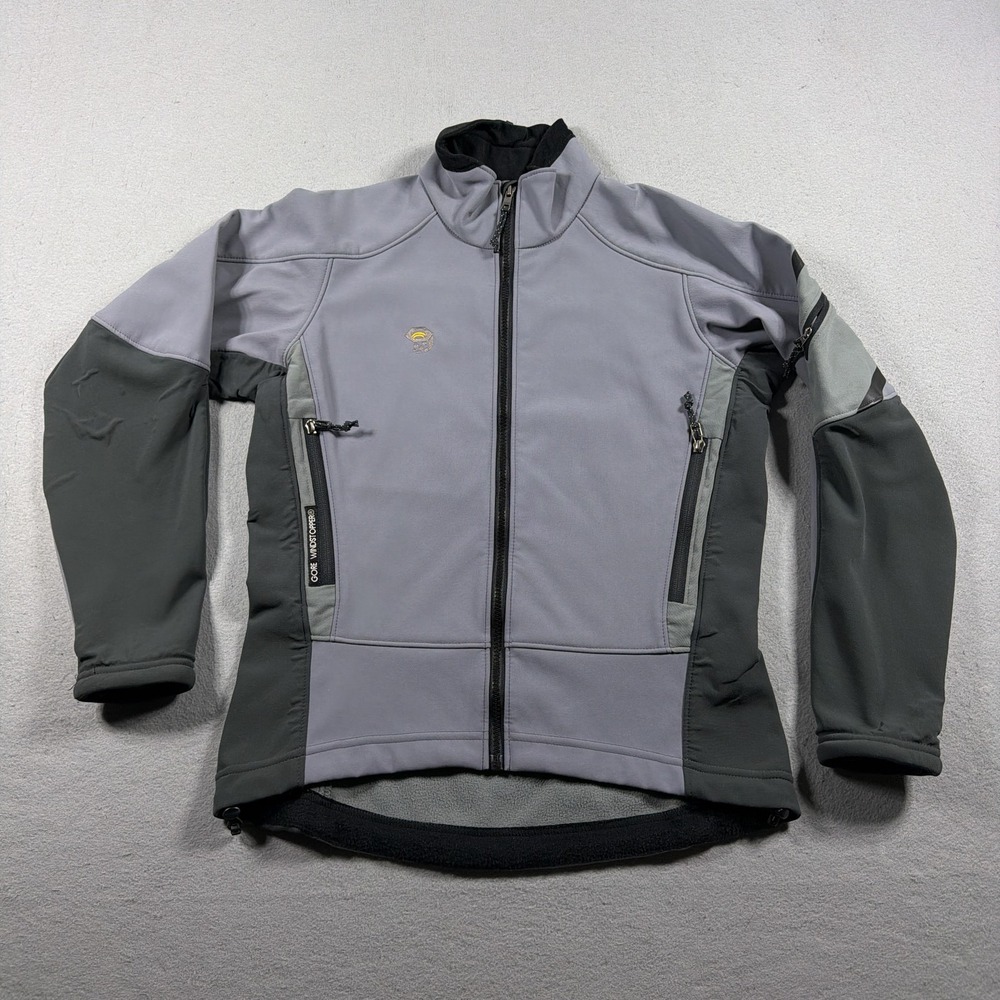 Mountain Hardwear Gore Windstopper Jacket Women 8 Gray Softshell Hiking Full Zip